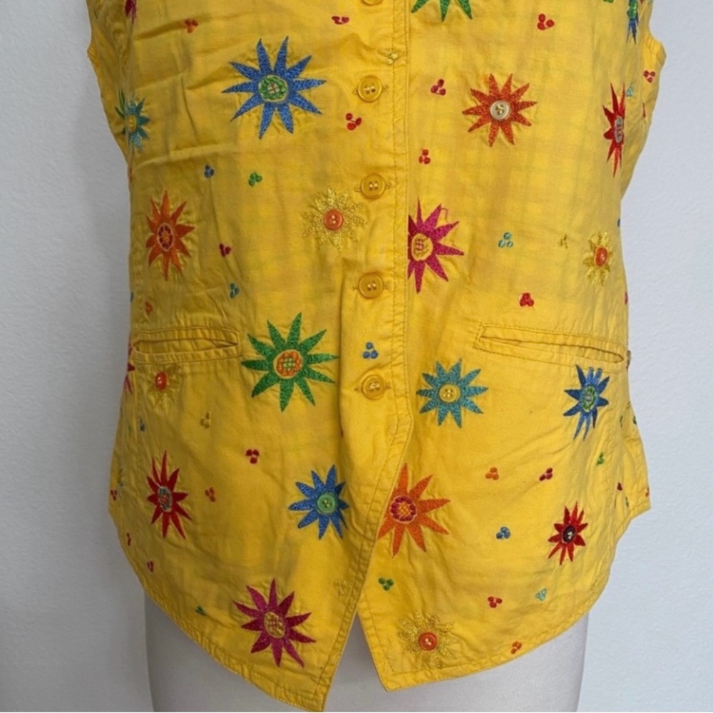 Vintage RARE Oilily Golden Yellow Embroidered Button Vest Waistcoat Size XL - Picture 6 of 16